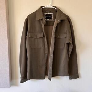 Green denim flower button up